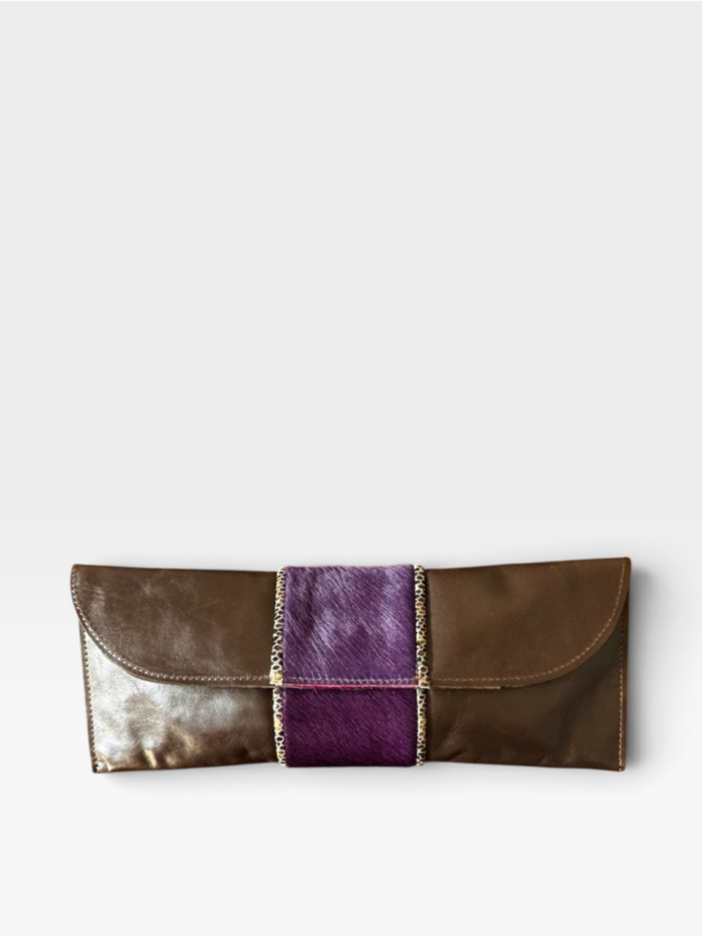 Mayamoon Clutch One Size Brown Purple Leather bag